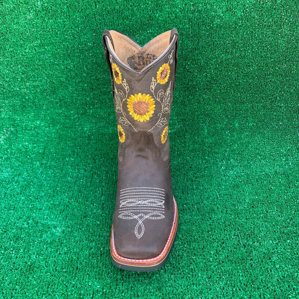 WOMEN'S RODEO COWGIRL BOOTS LEATHER SUNFLOWER 711 - Picture 3 of 6